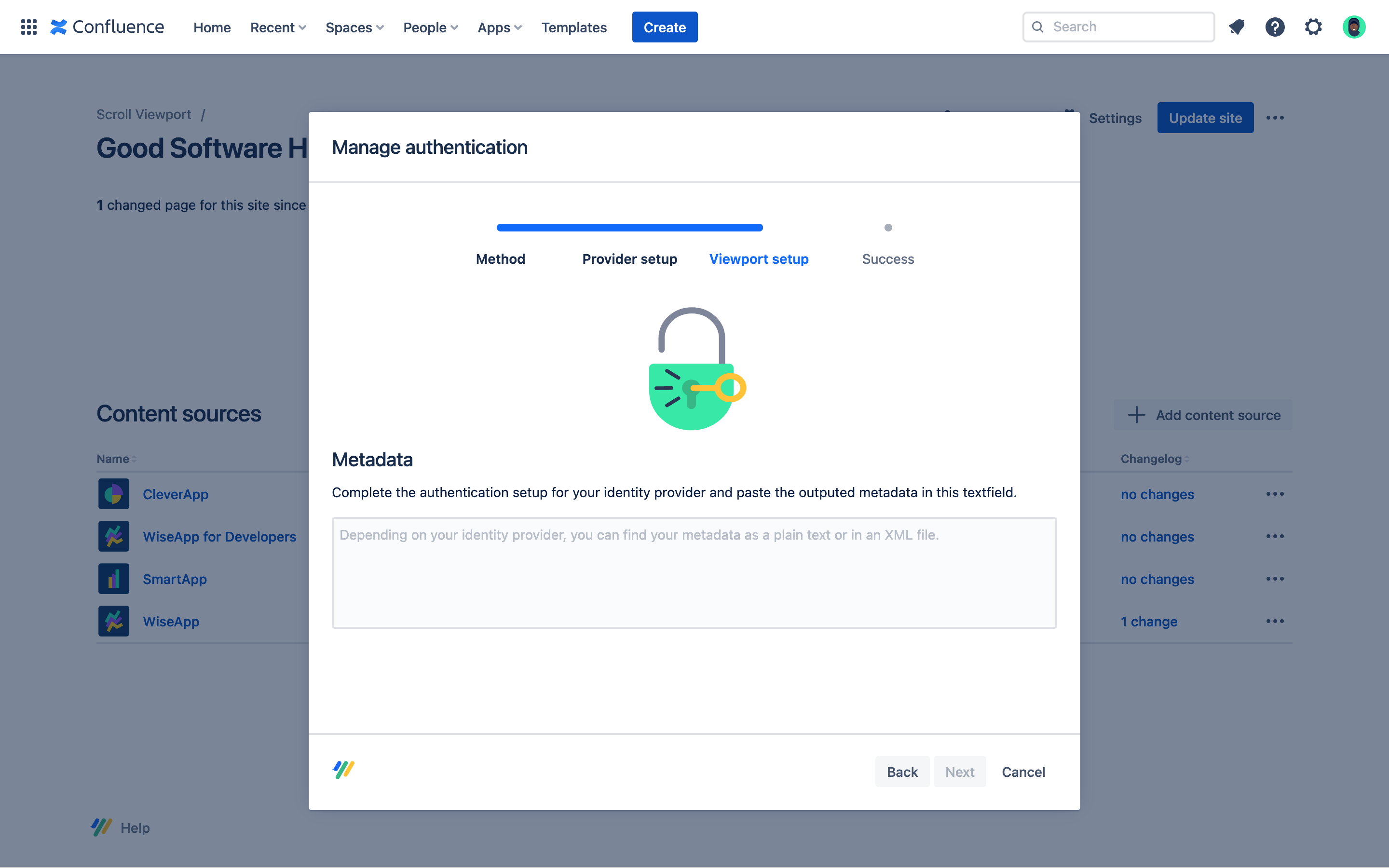 Step 3 of the SAML authentication setup process