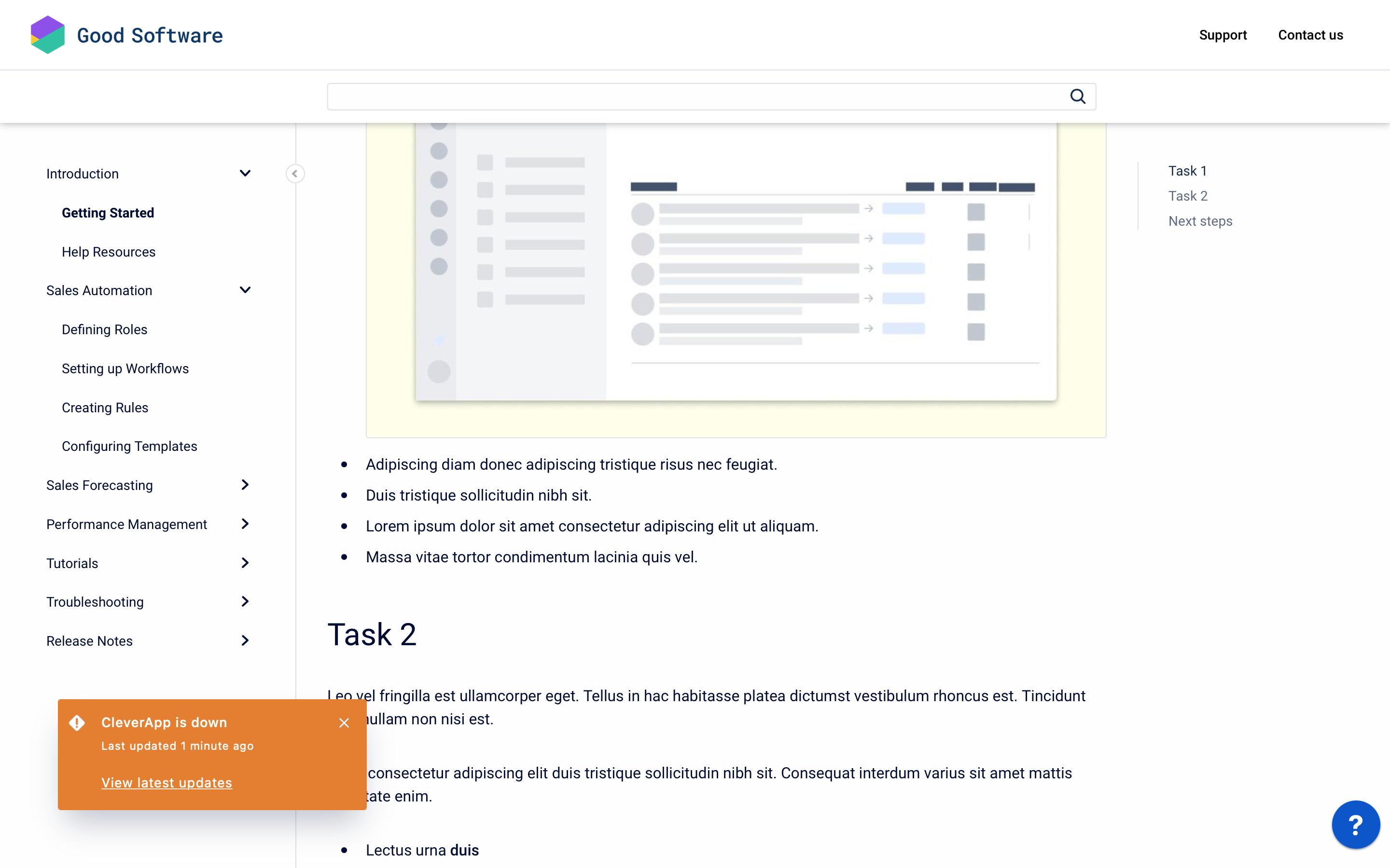 Atlassian's Statuspage Status Embed viewed on an Article Page