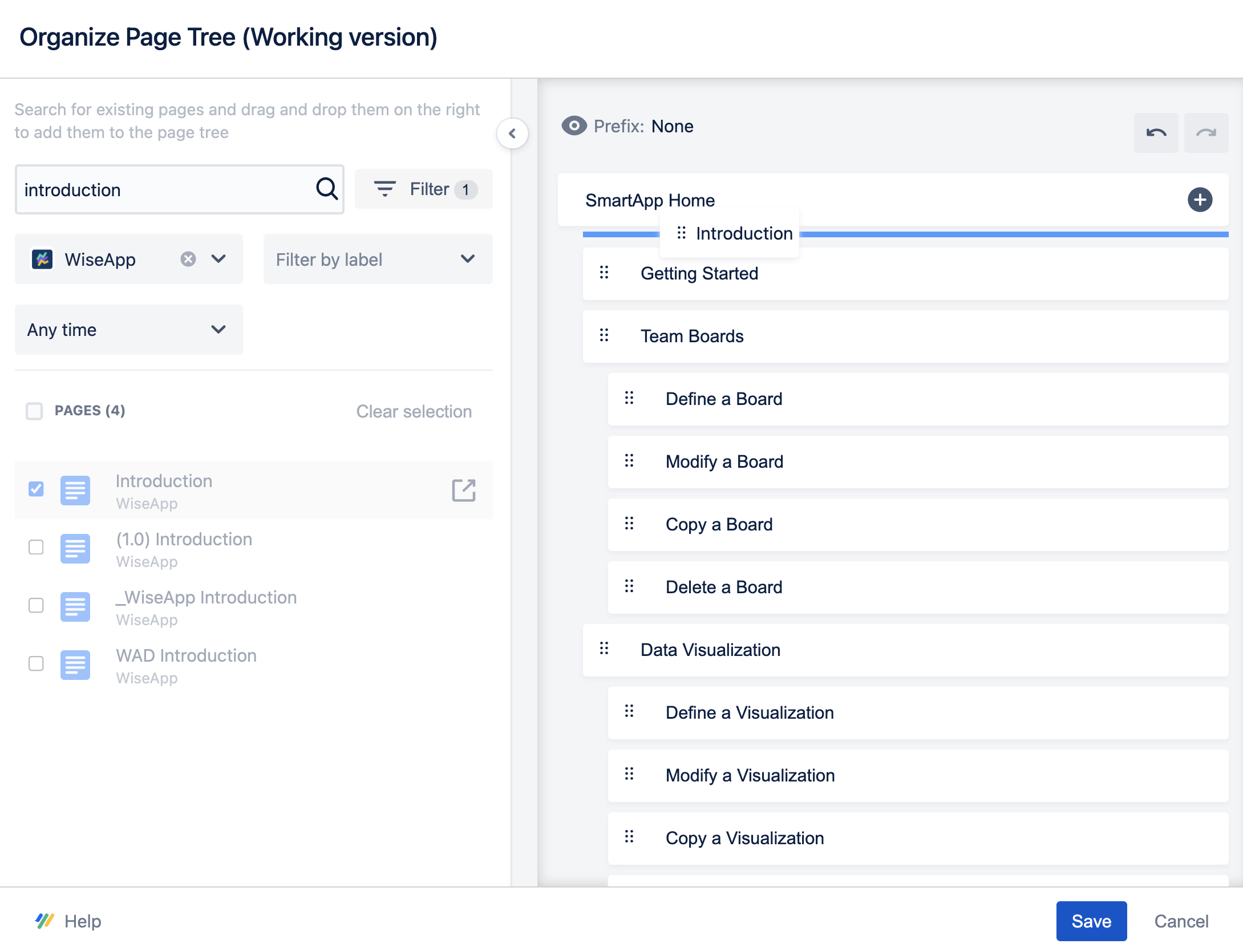 Organize page tree add an existing page