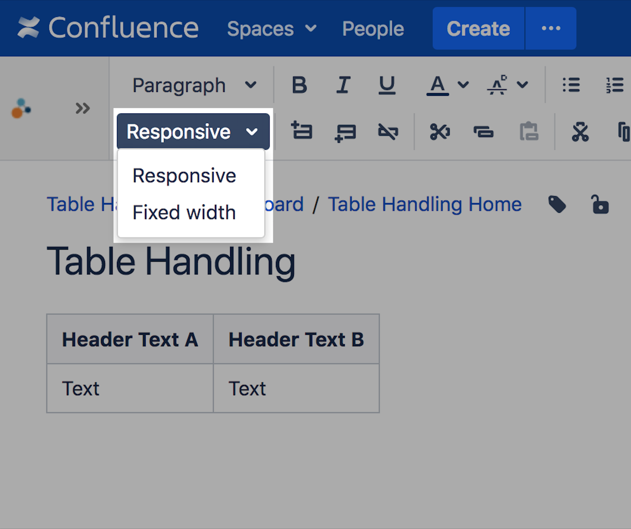 Table formatting options