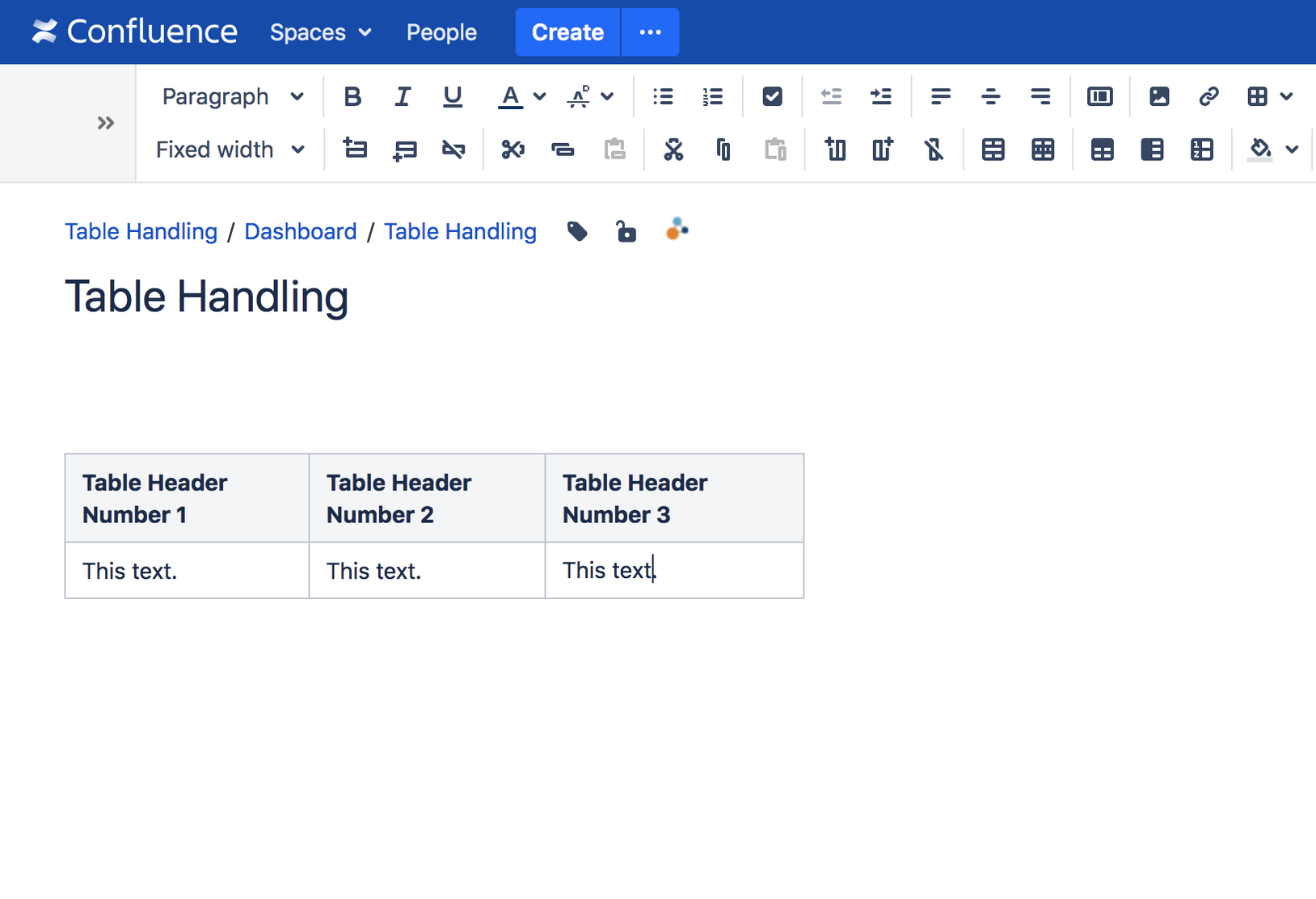 Fixed width table format