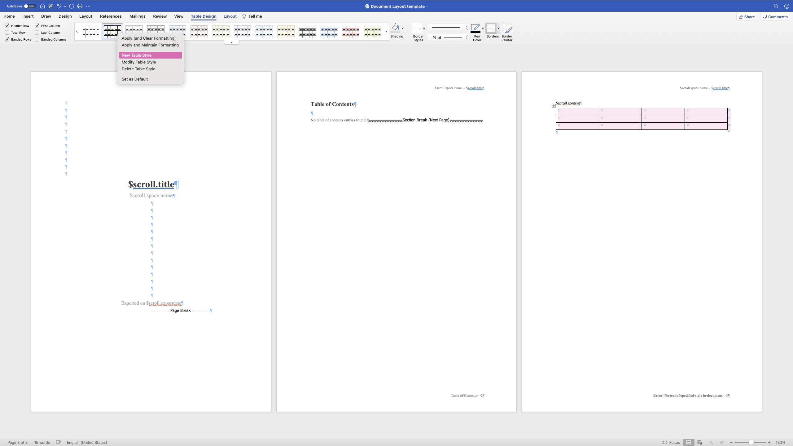 Create Word template