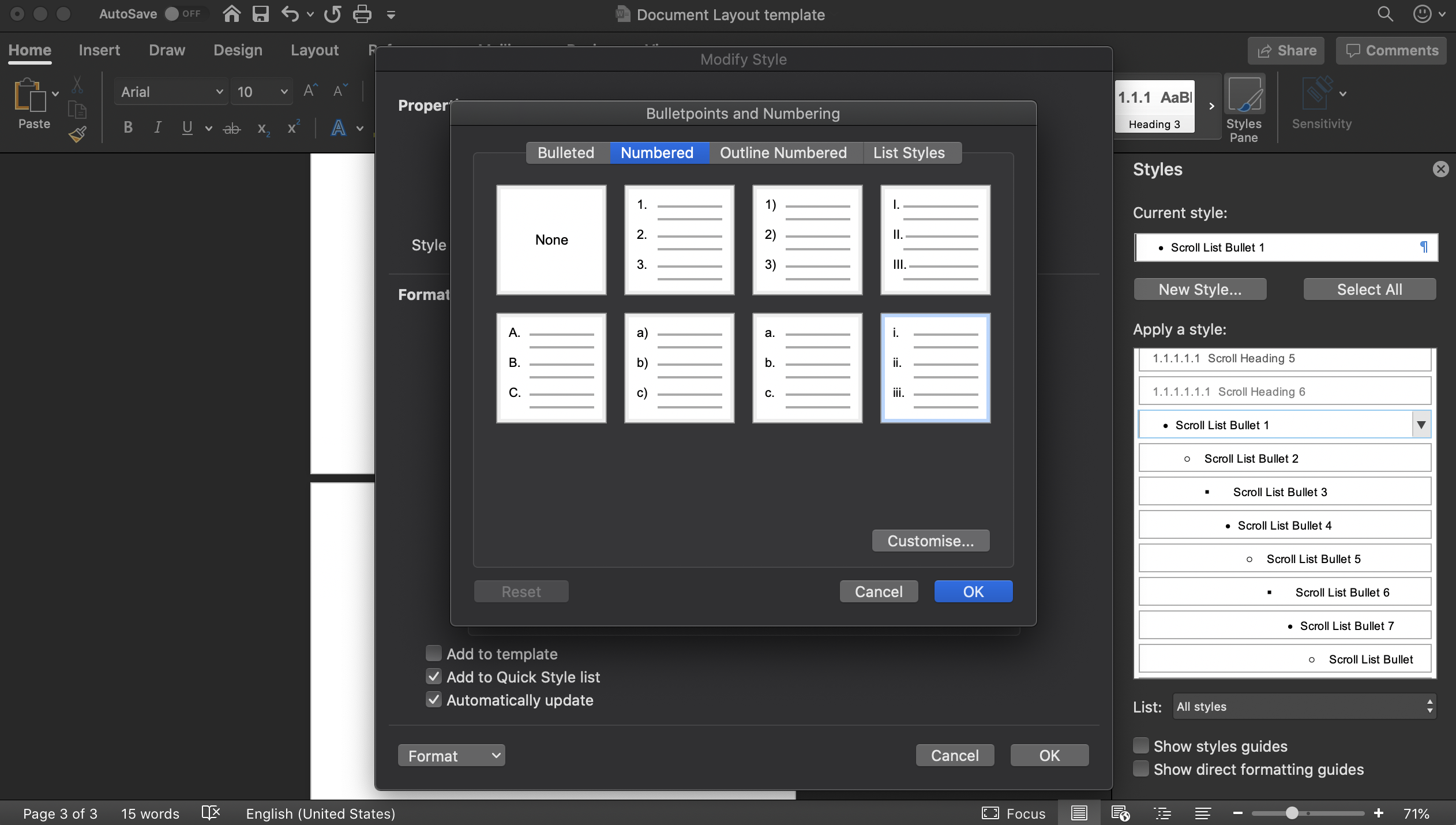 How to change numbered lists in word