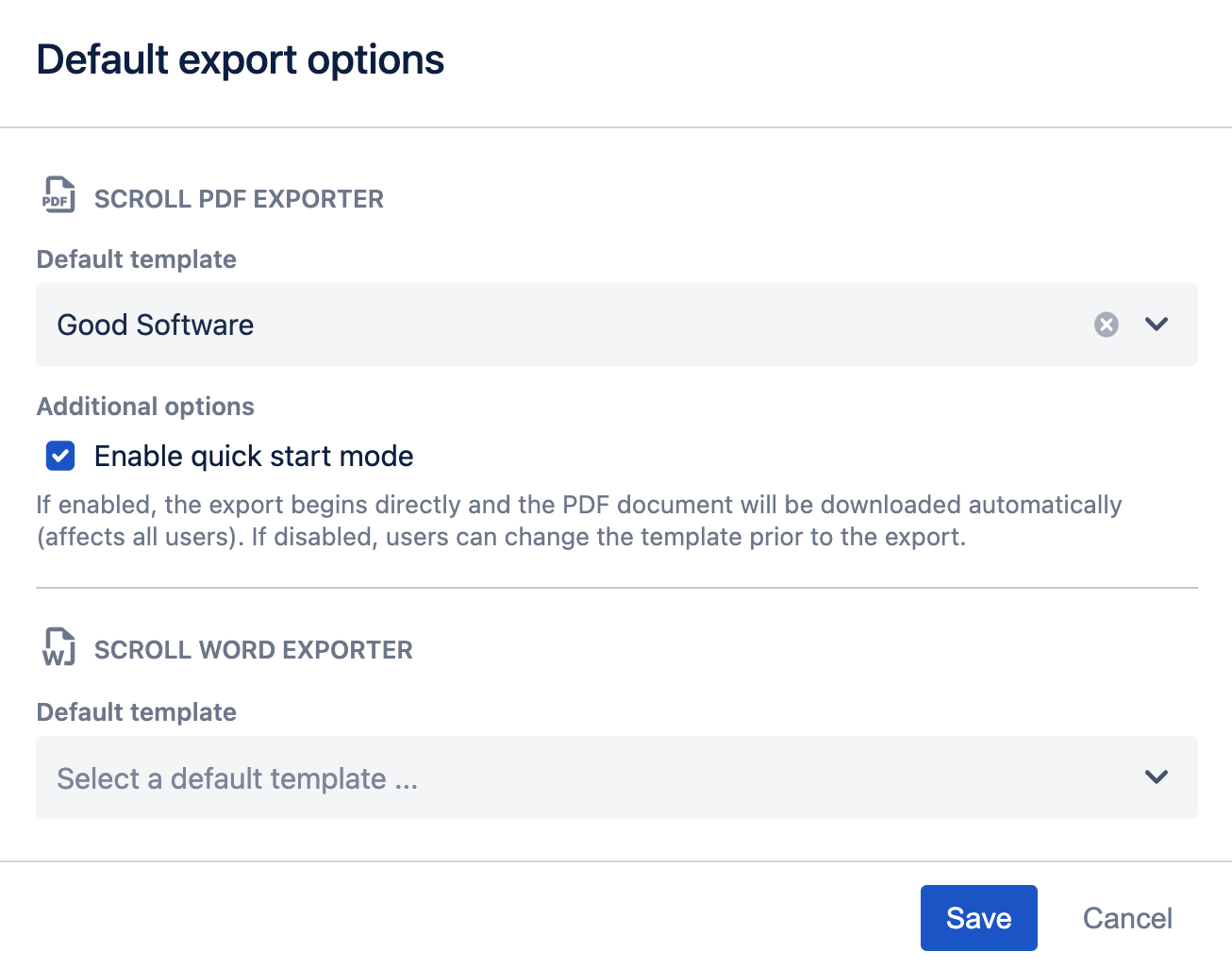 Export document options