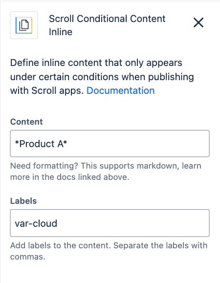 A Scroll Conditional Content Inline macro in edit mode