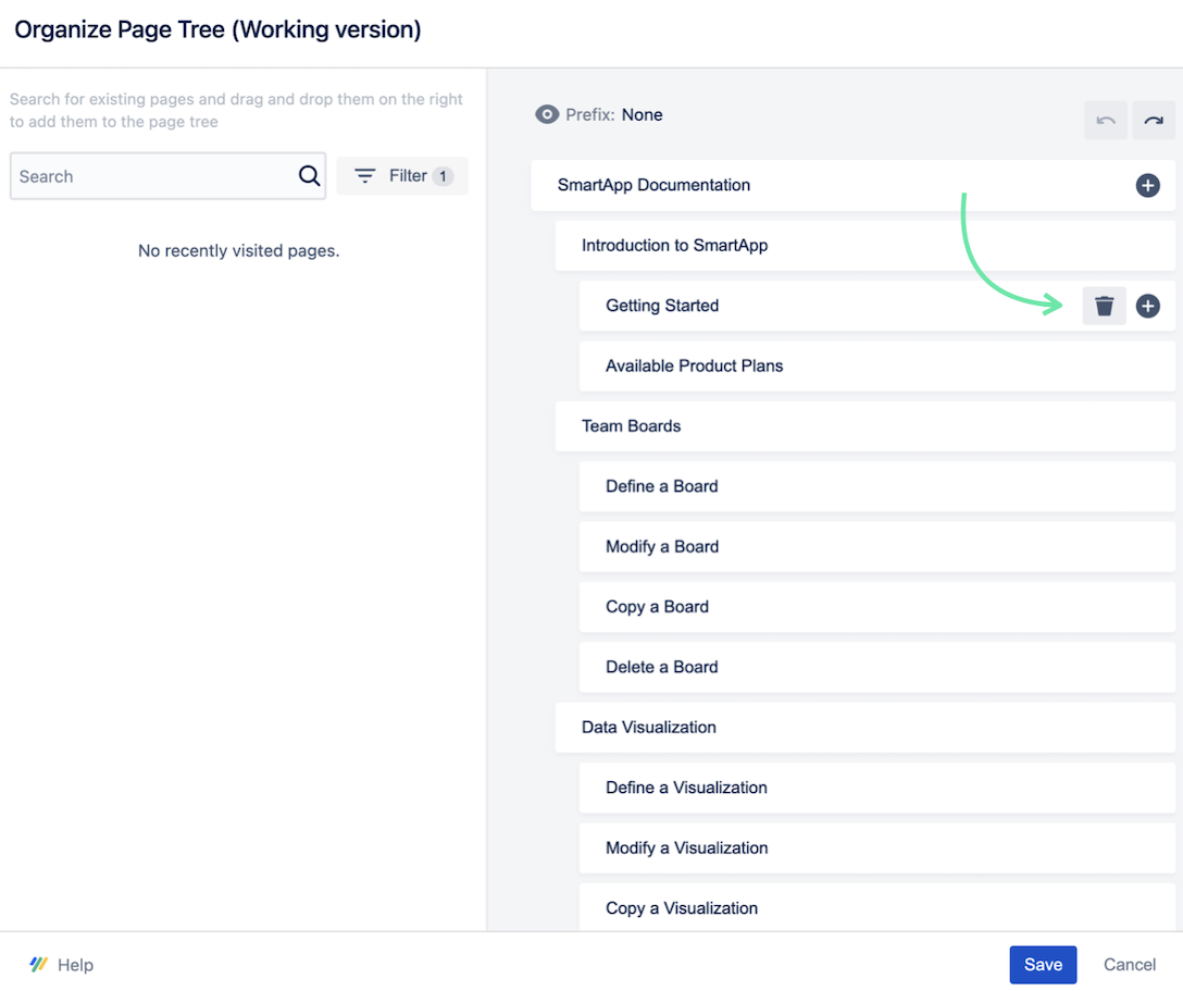 Delete page via Organize Page Tree