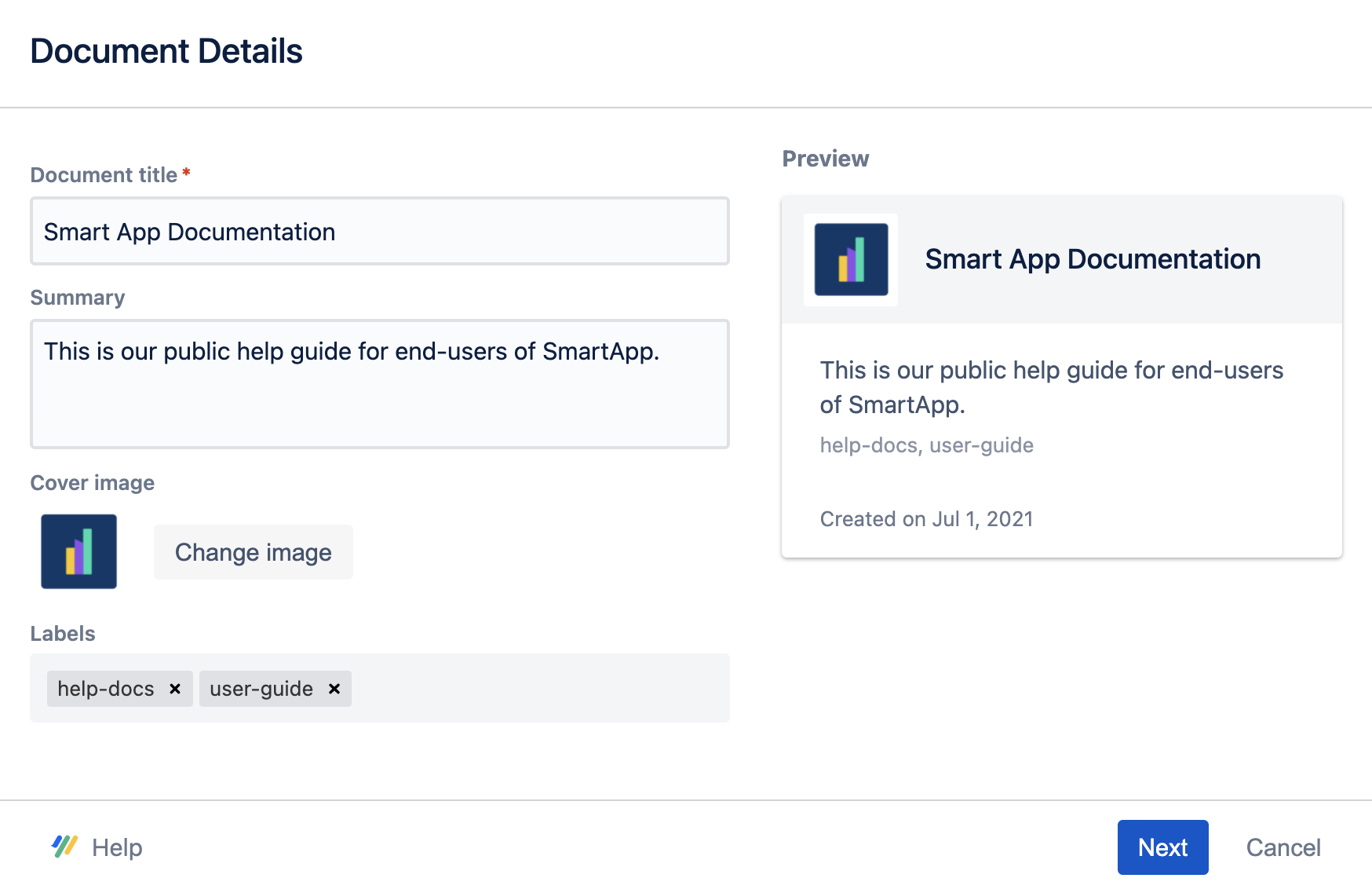 Step 1 create new document document details