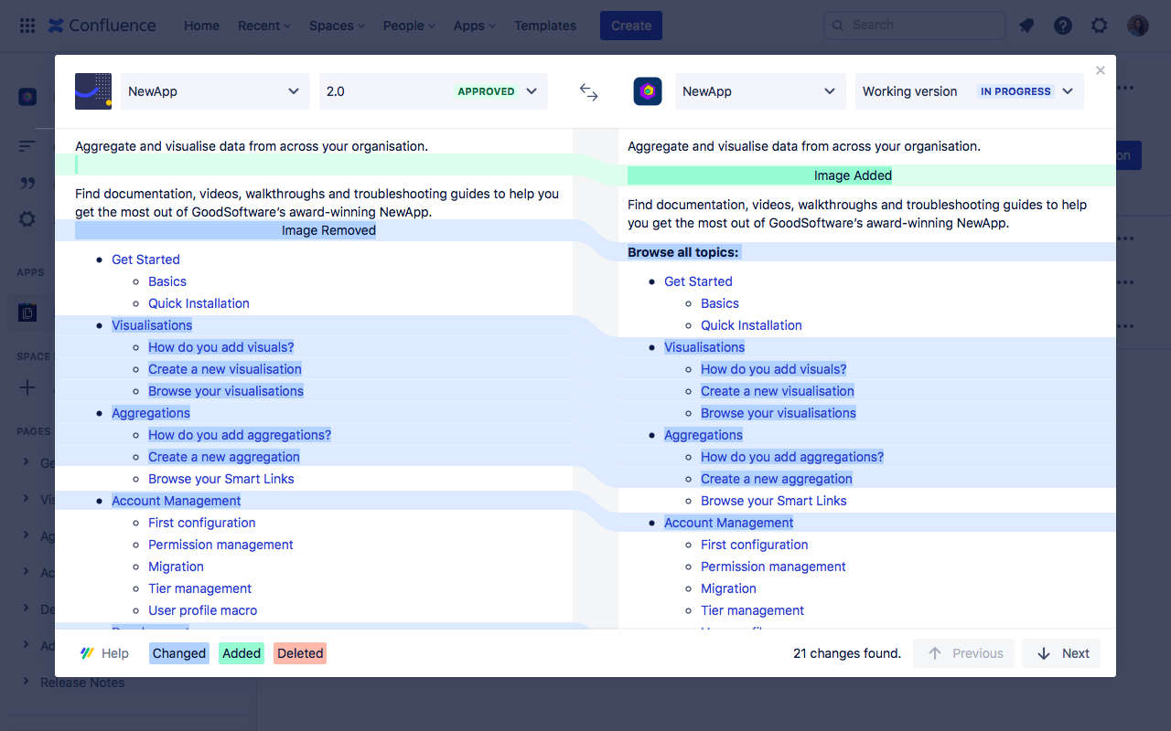 Compare versions with both versions selected