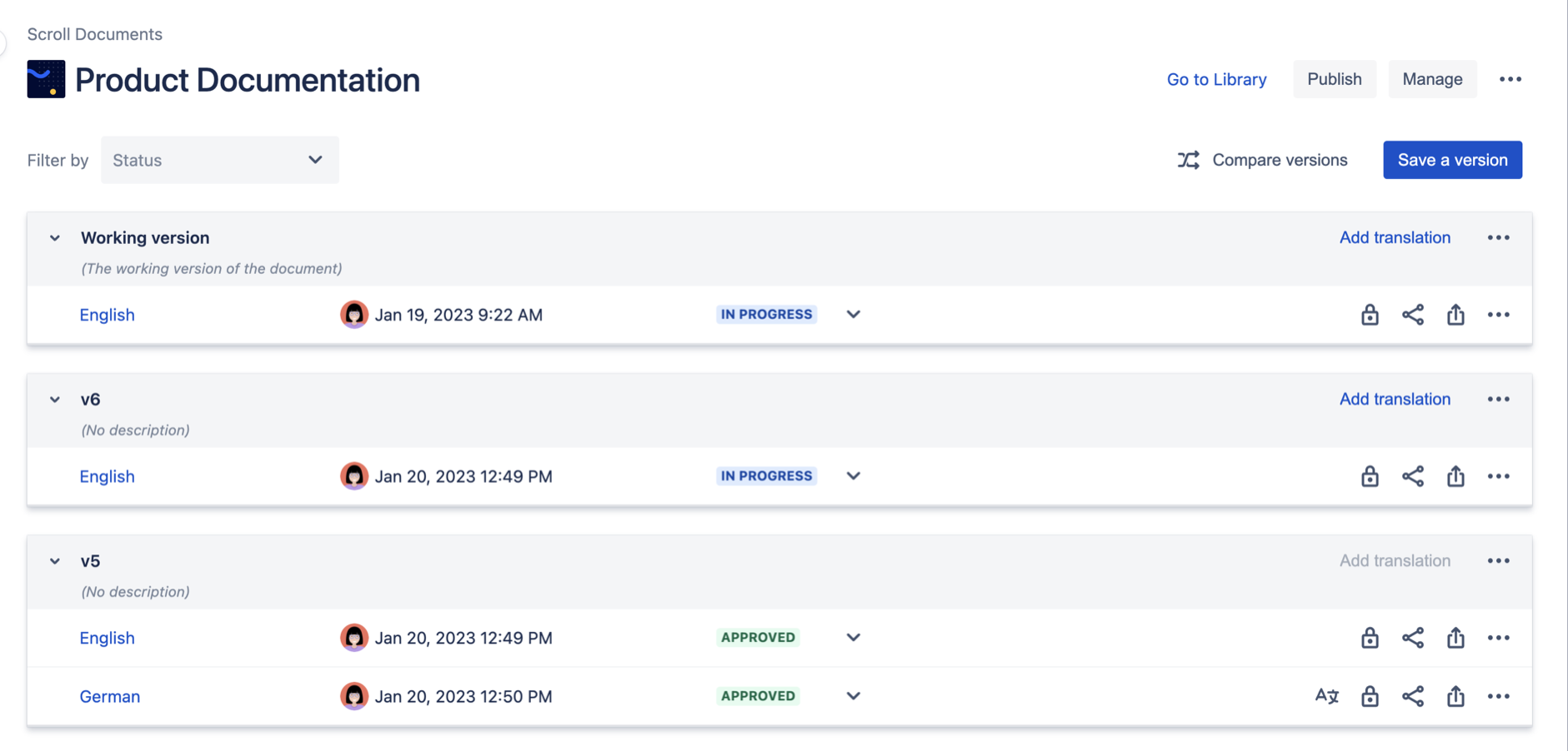 Document Manager with English and German translations