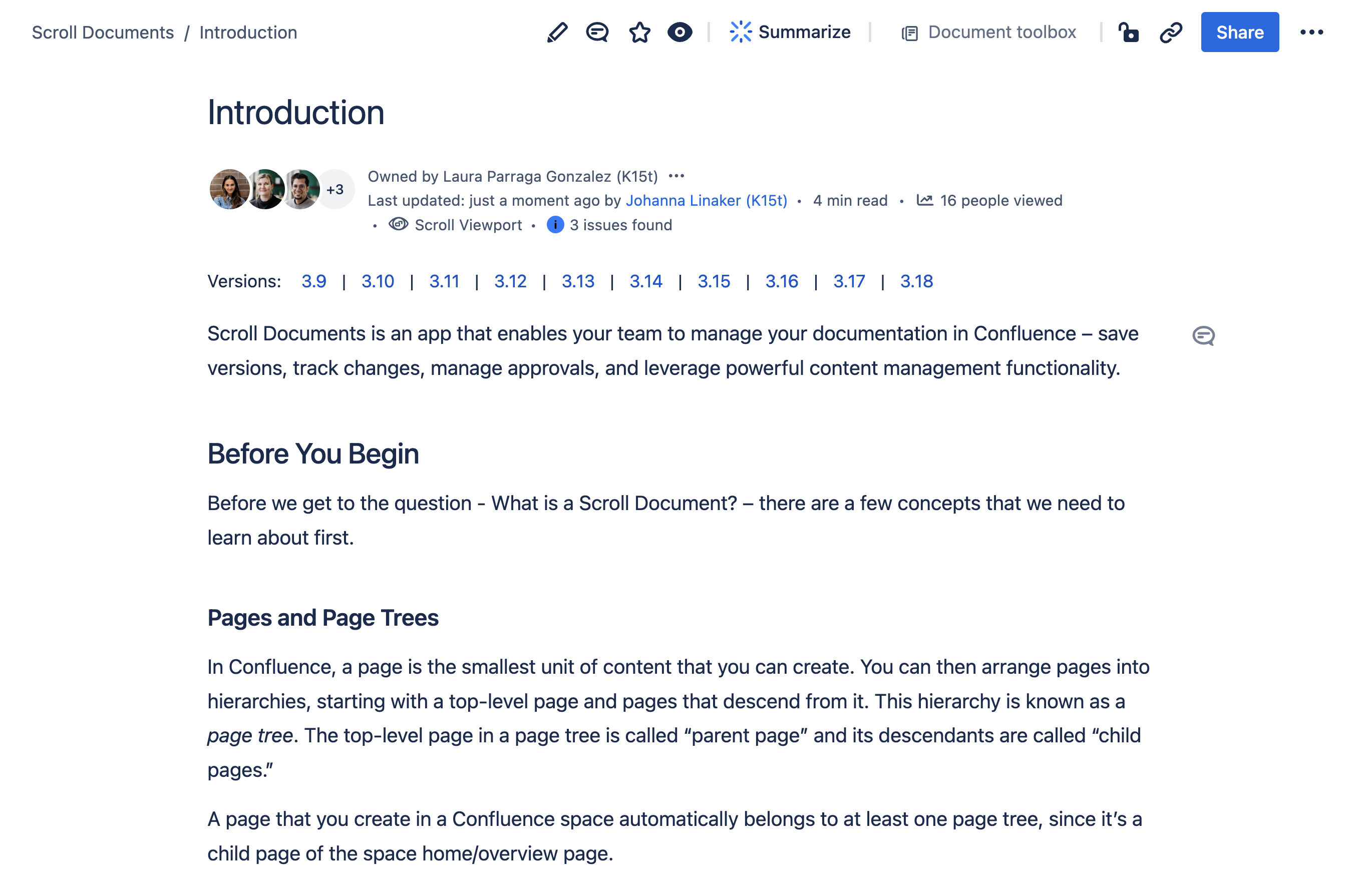 Version navigation macro with 10 versions