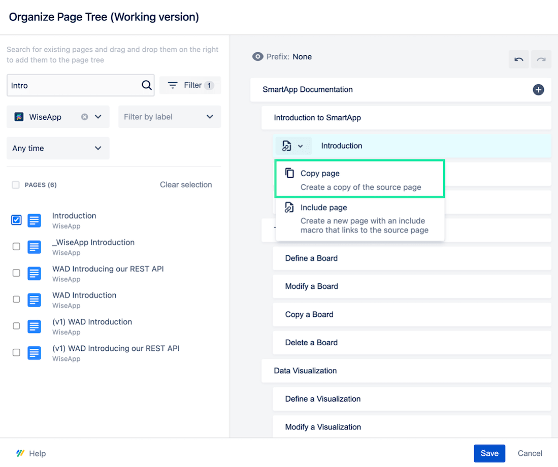 Copy over existing page via Organize Page Tree dialog