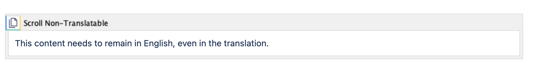 Scroll Non-Translatable block macro in the Confluence editor