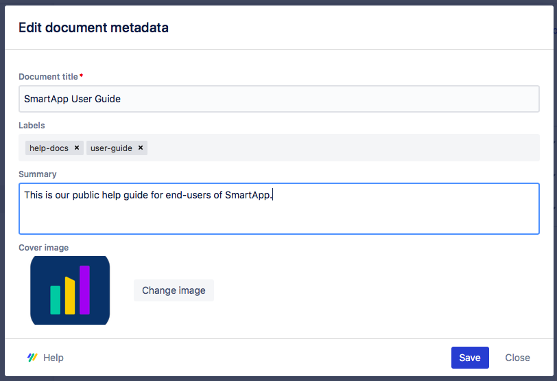 Displays edit document details dialog