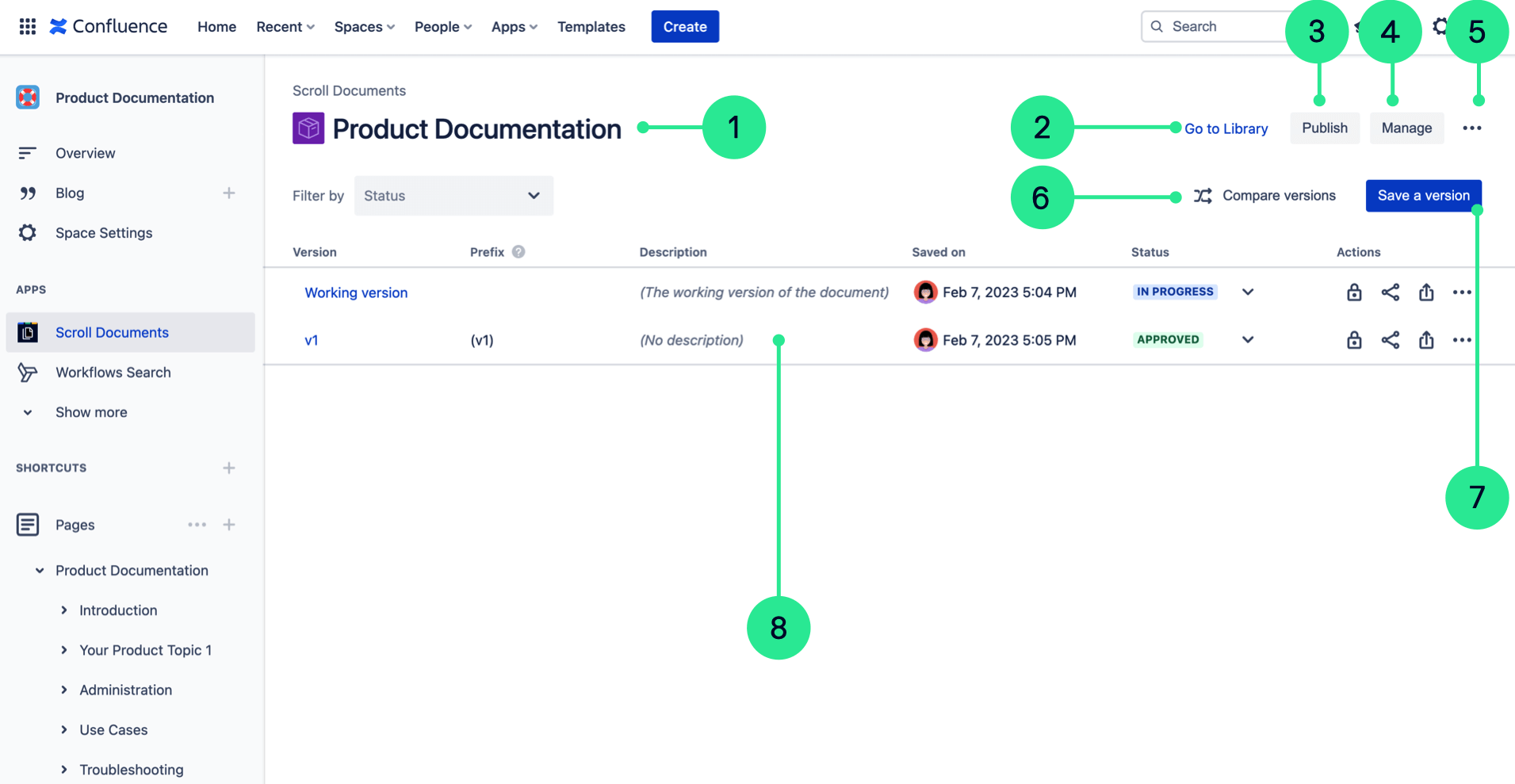 The elements within the Document Manager