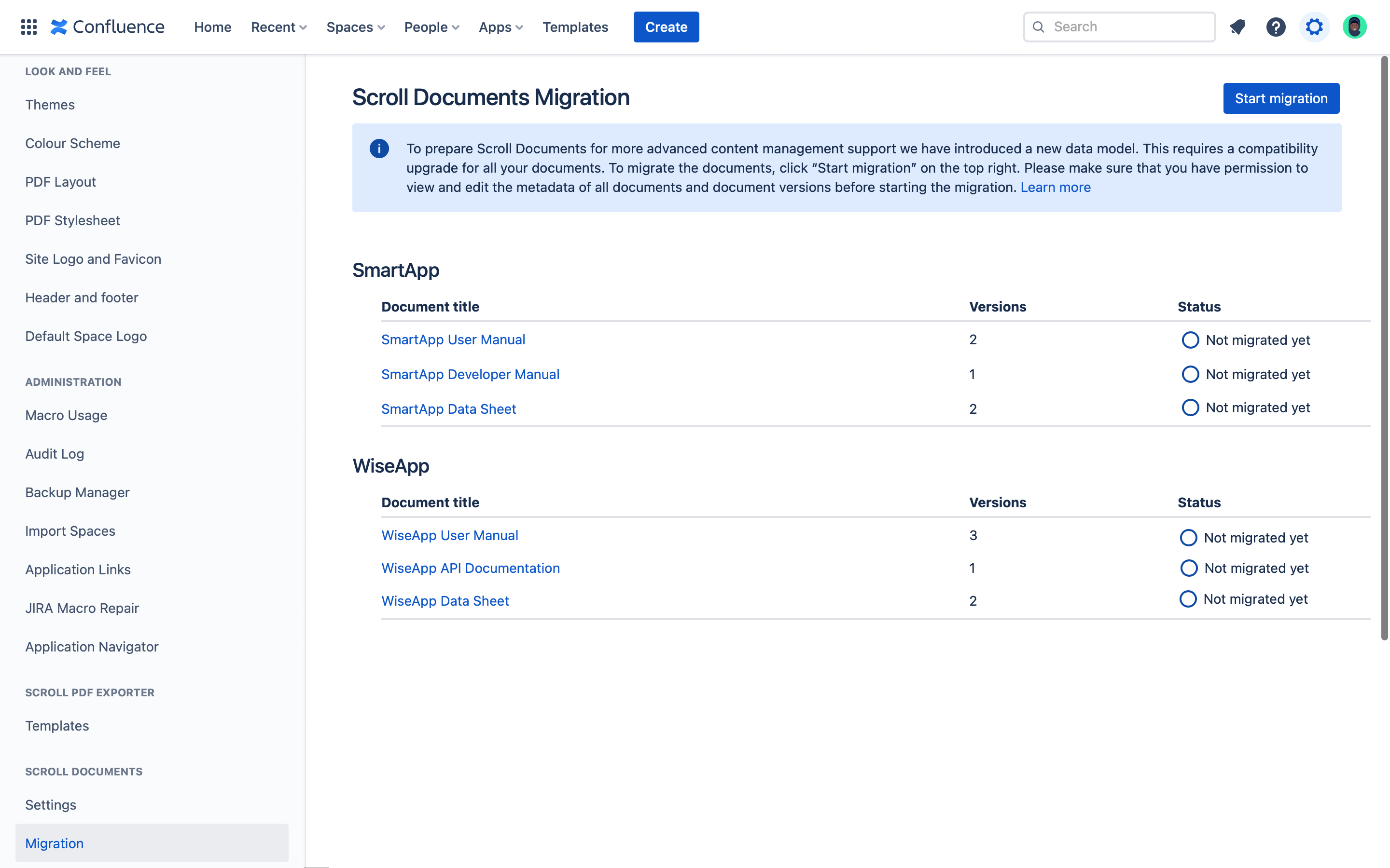 Migration tool with a migration that has not been started yet