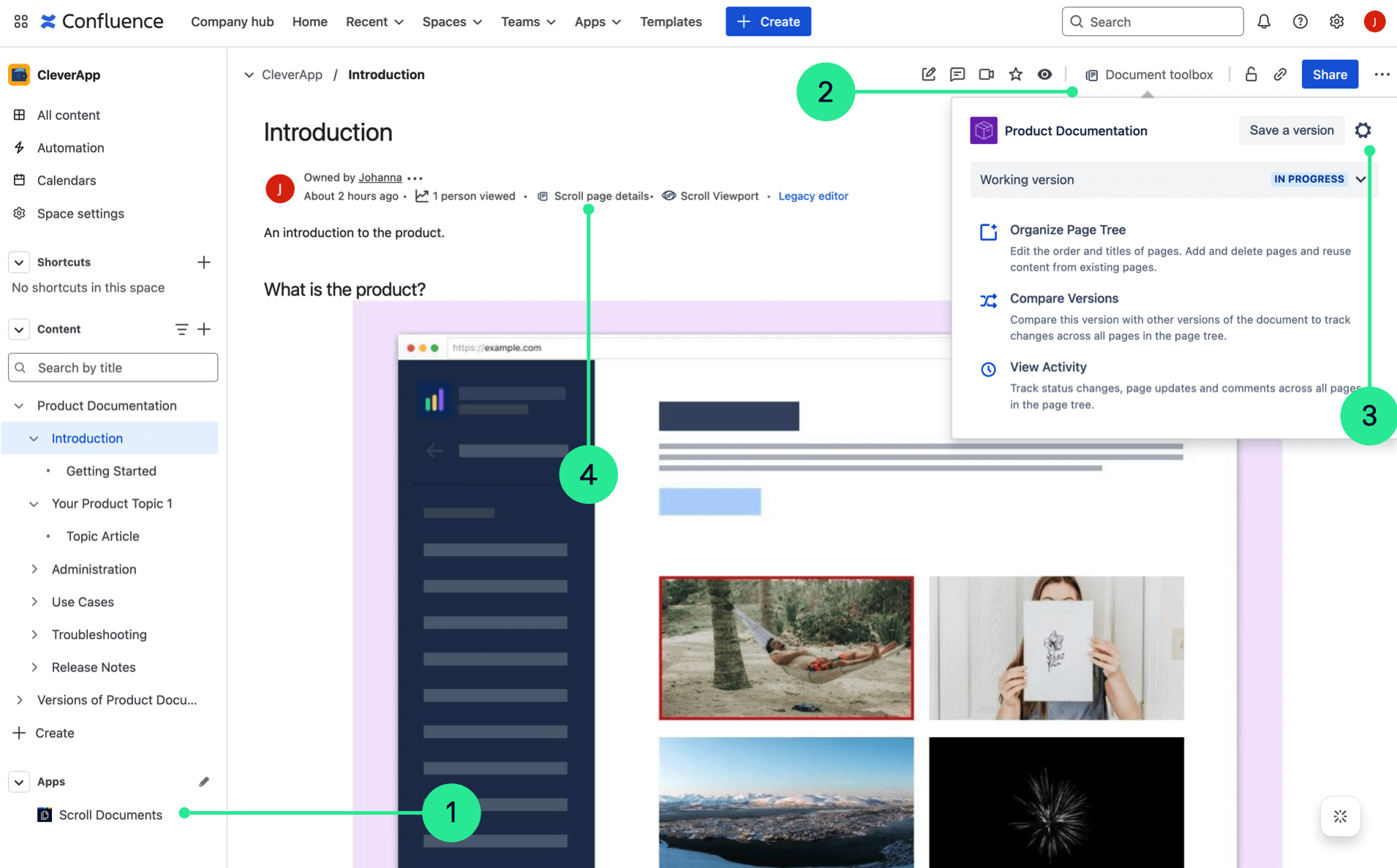 Scroll Documents navigation entries in page view