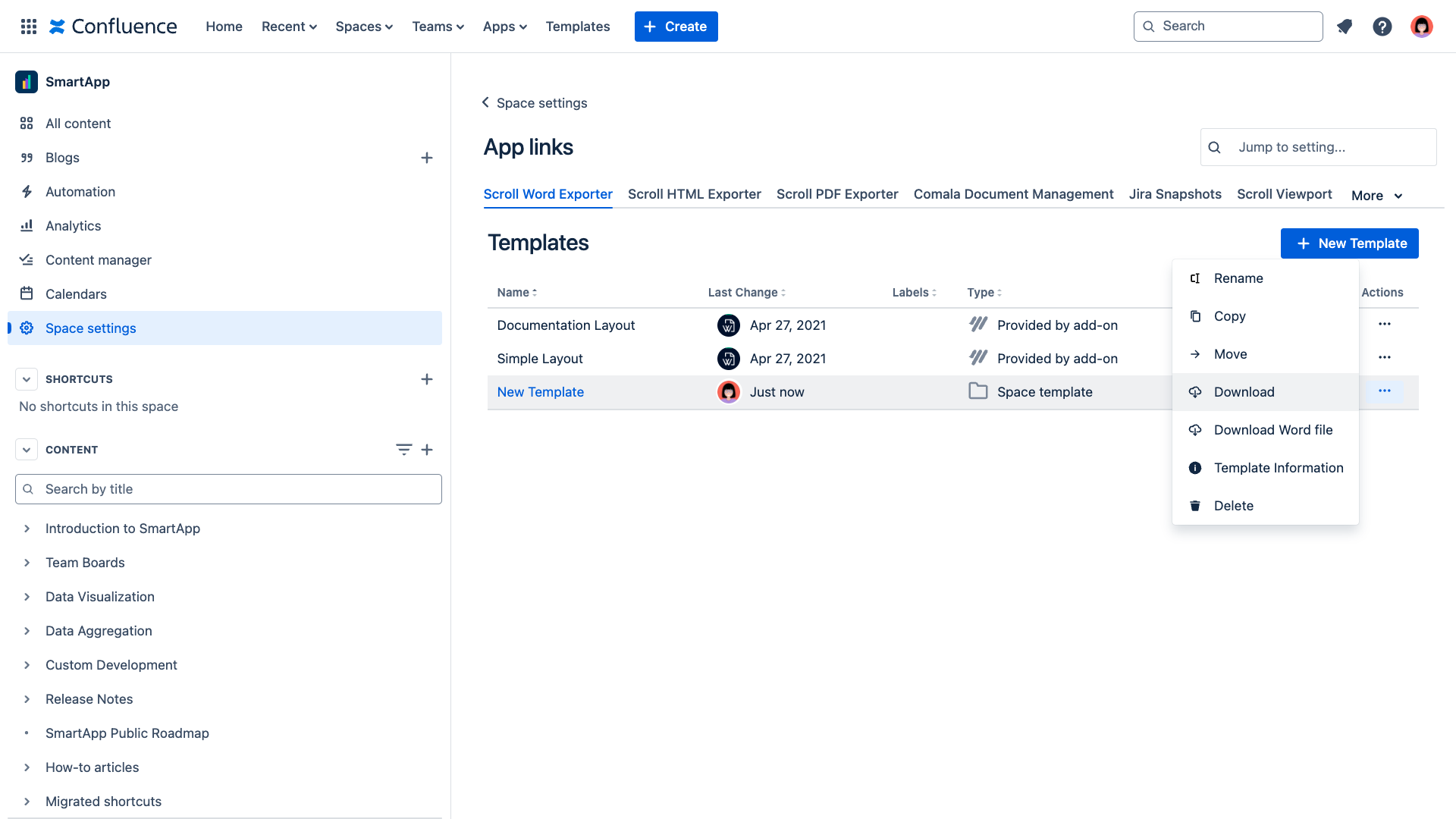 Create Word template