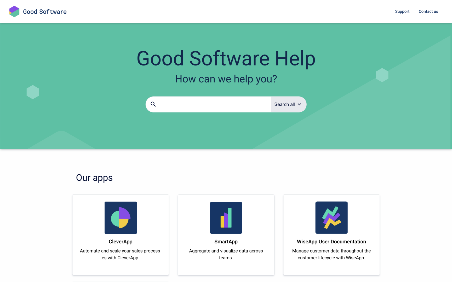 Help center theme portal page