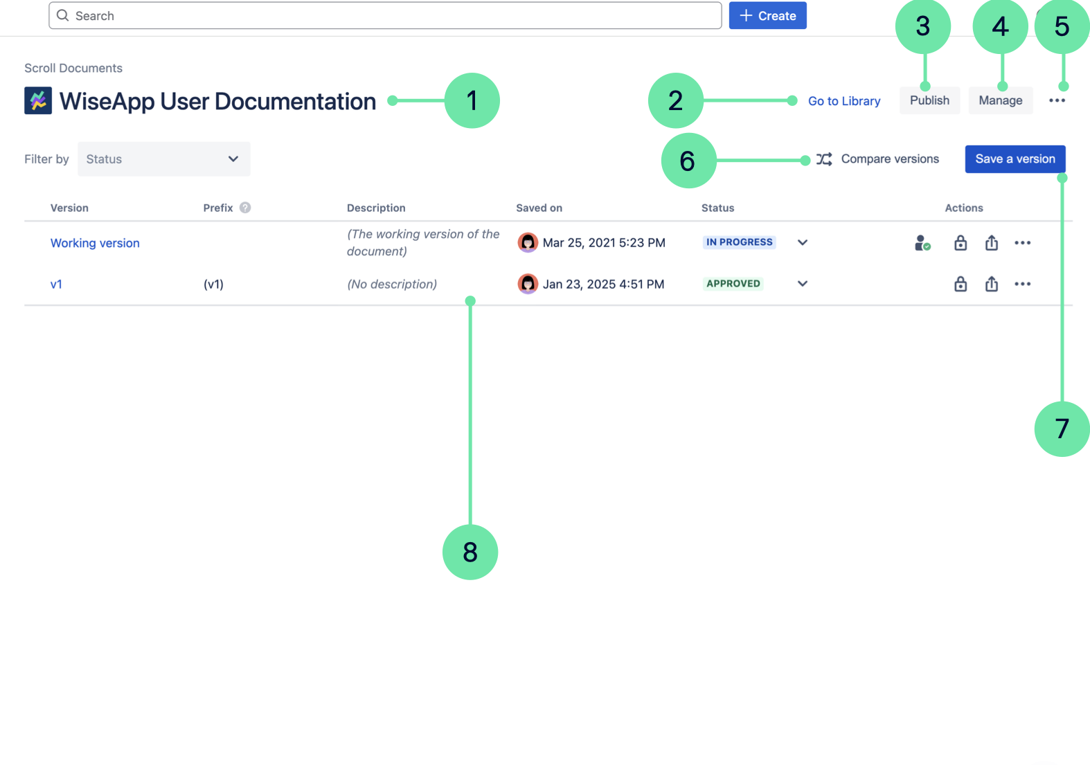 The elements within the Document Manager
