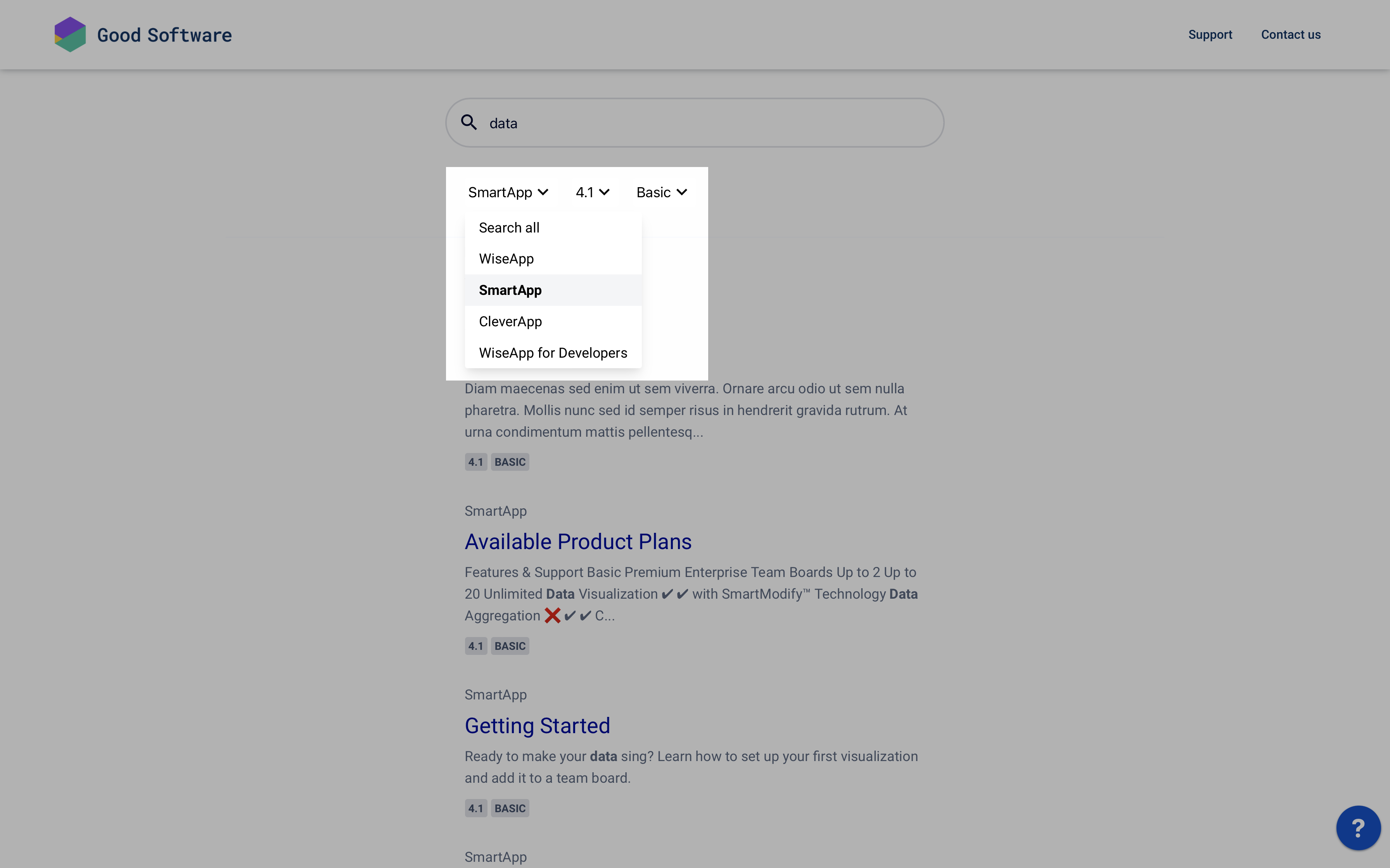 New search page - with filters open and highlighted