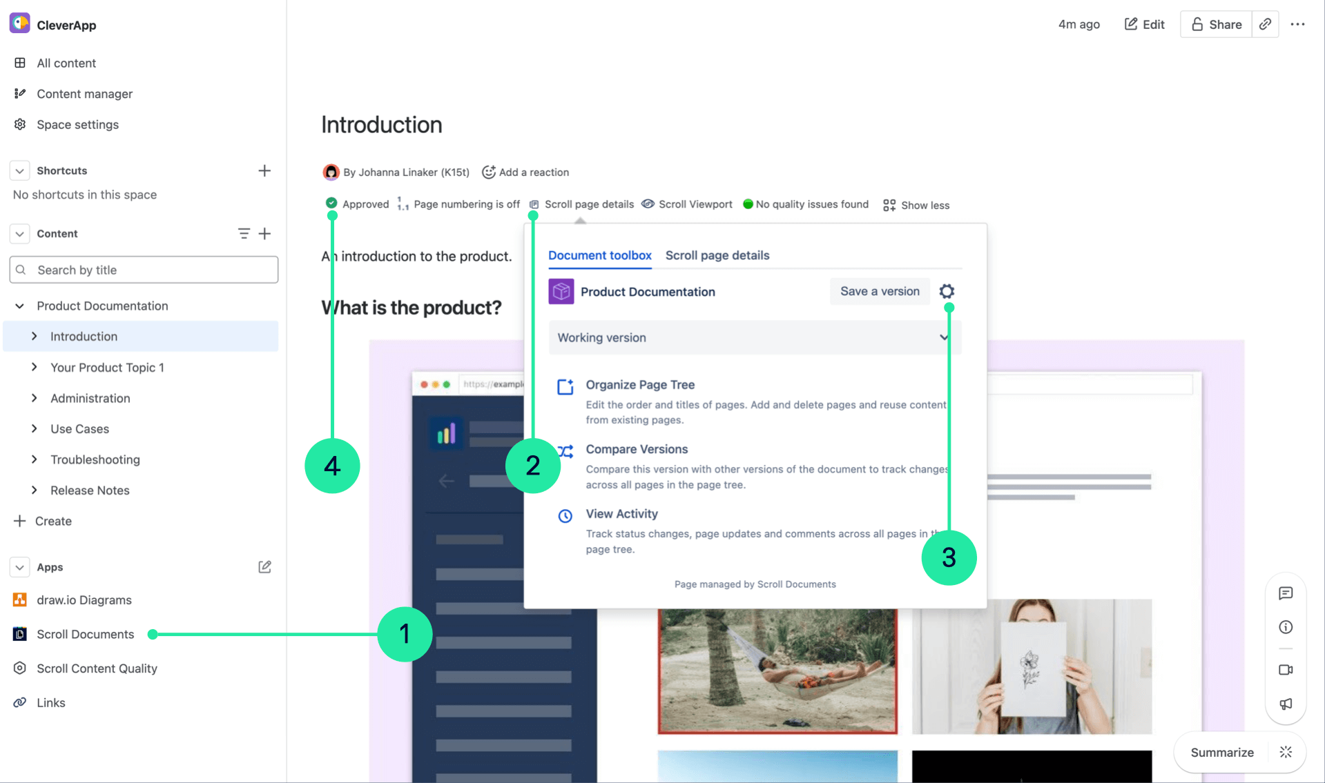 Scroll Documents navigation entries in page view