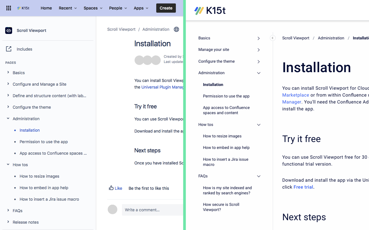 How a Confluence page is transformed into an article page