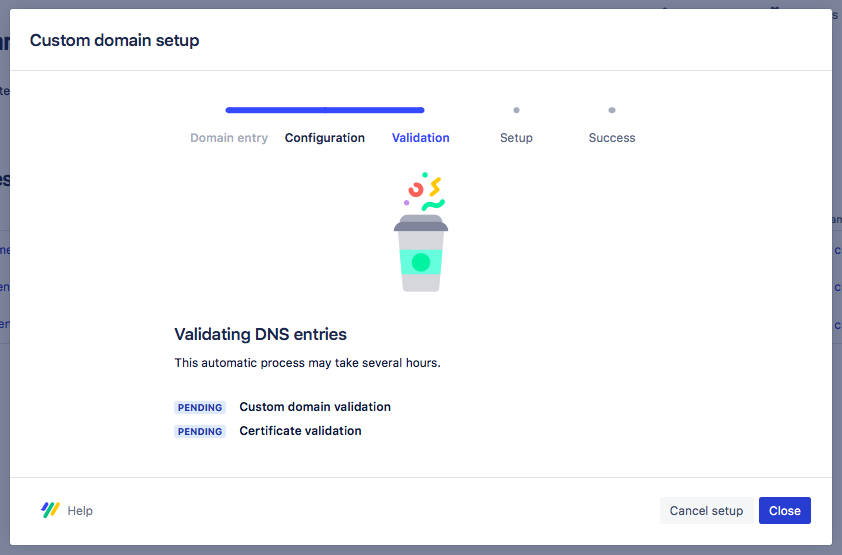 The third step of the custom domain setup process