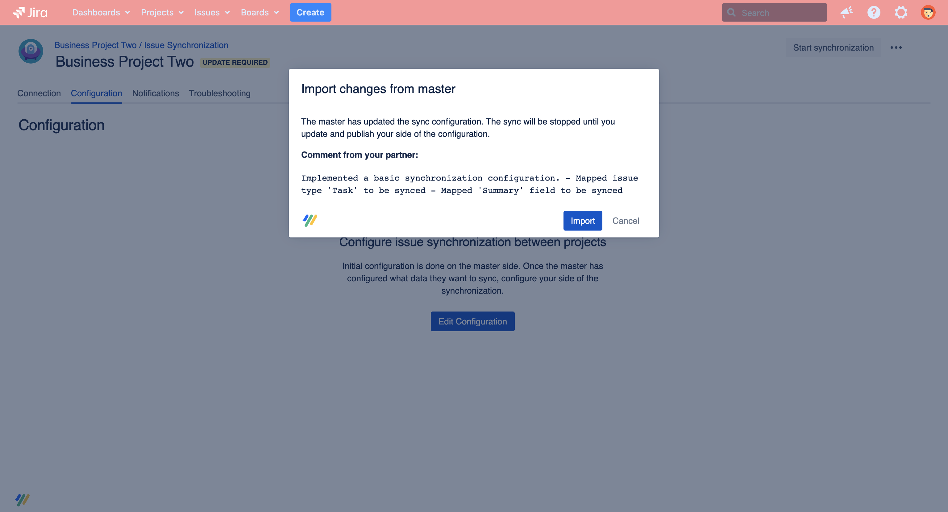 Import the draft on the secondary side