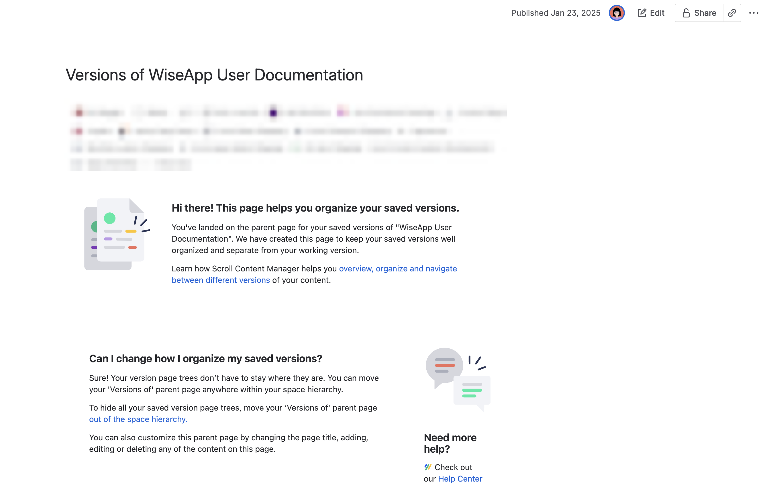 Versions locations page 