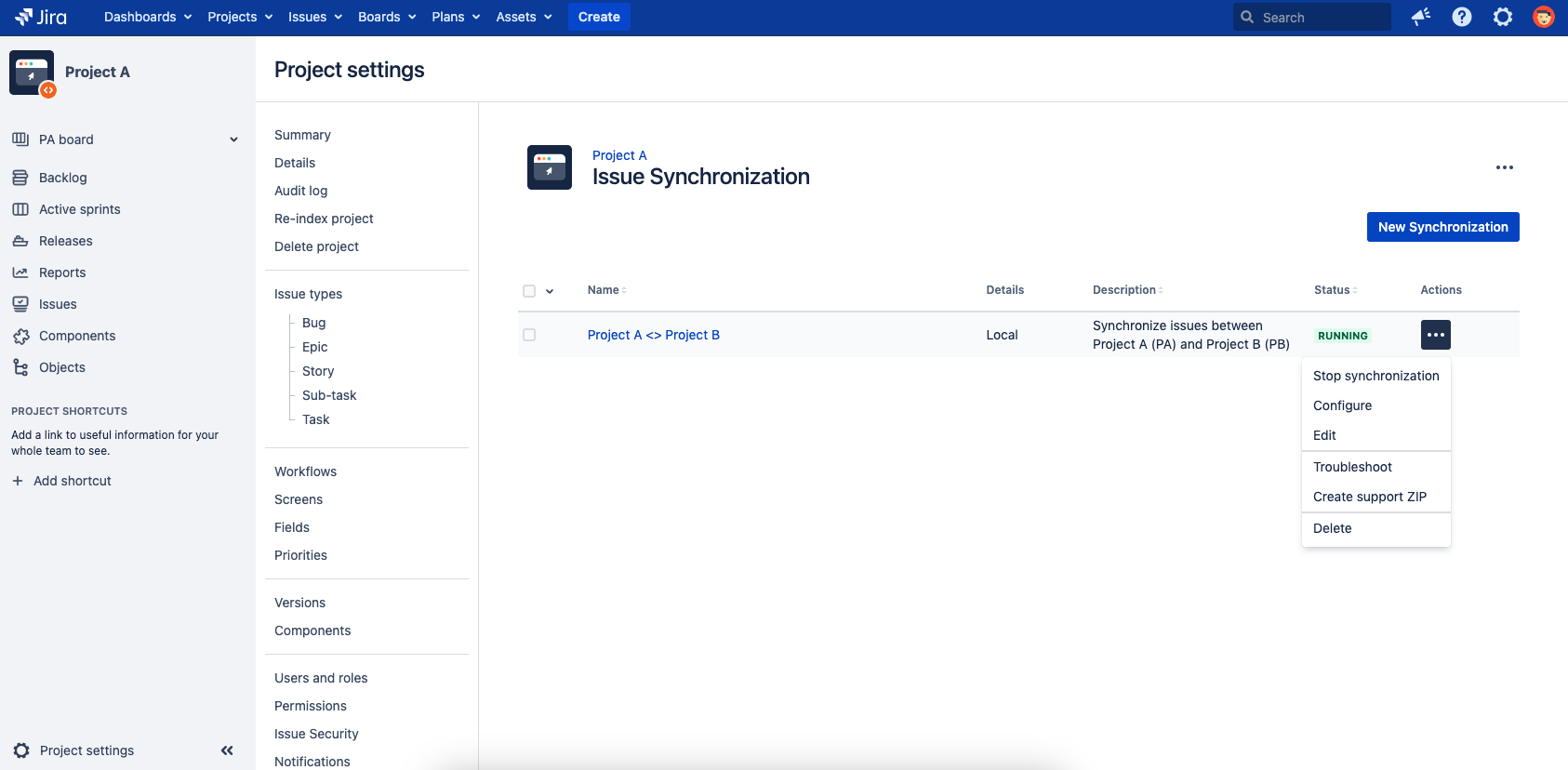 Synchronization overview in project