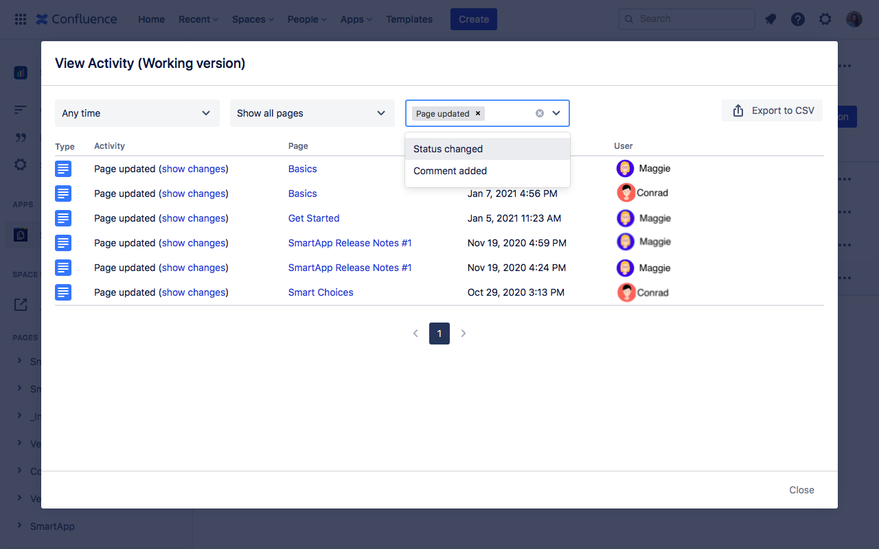 View activity dialog page updated filter active.png