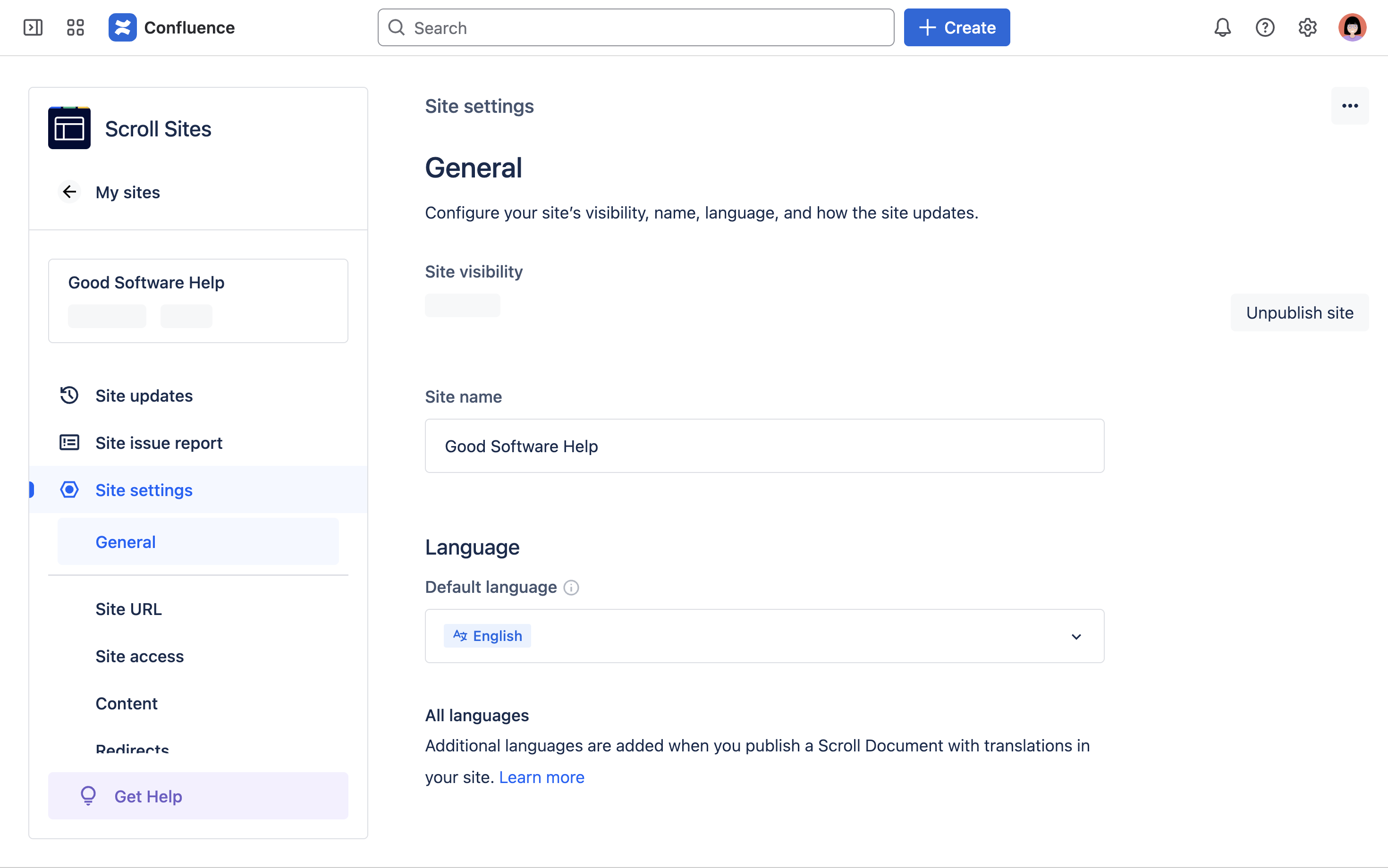 Site settings - Site in creation.png